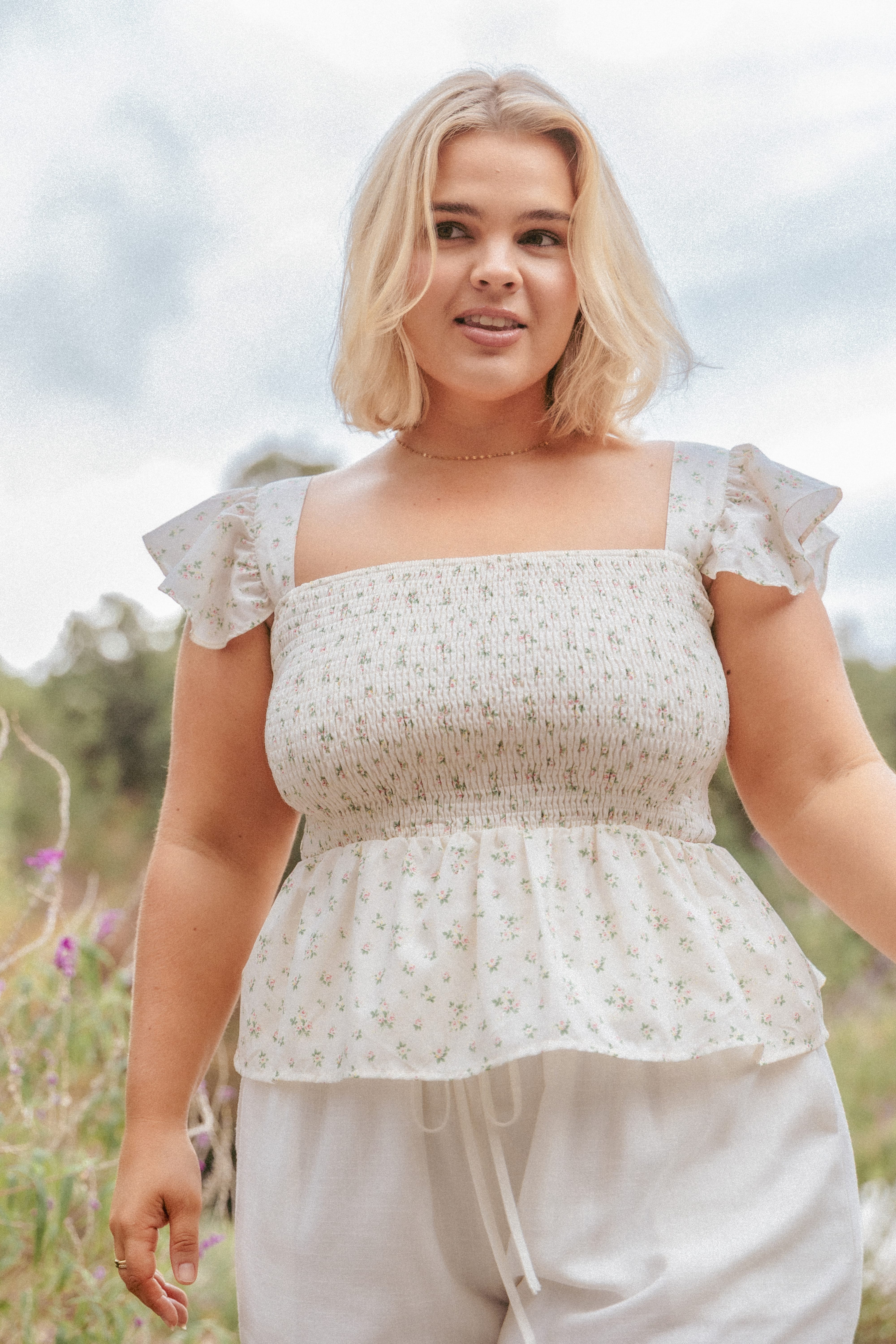 Remira Smocked Ruffle Top - White Betty | Petal & Pup USA