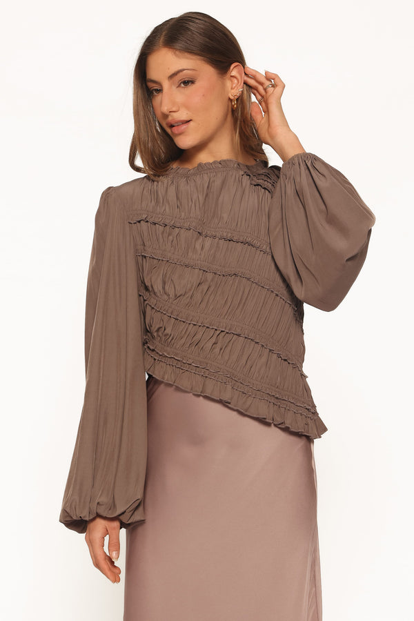 TOPS Romee Ruched Top - Brown