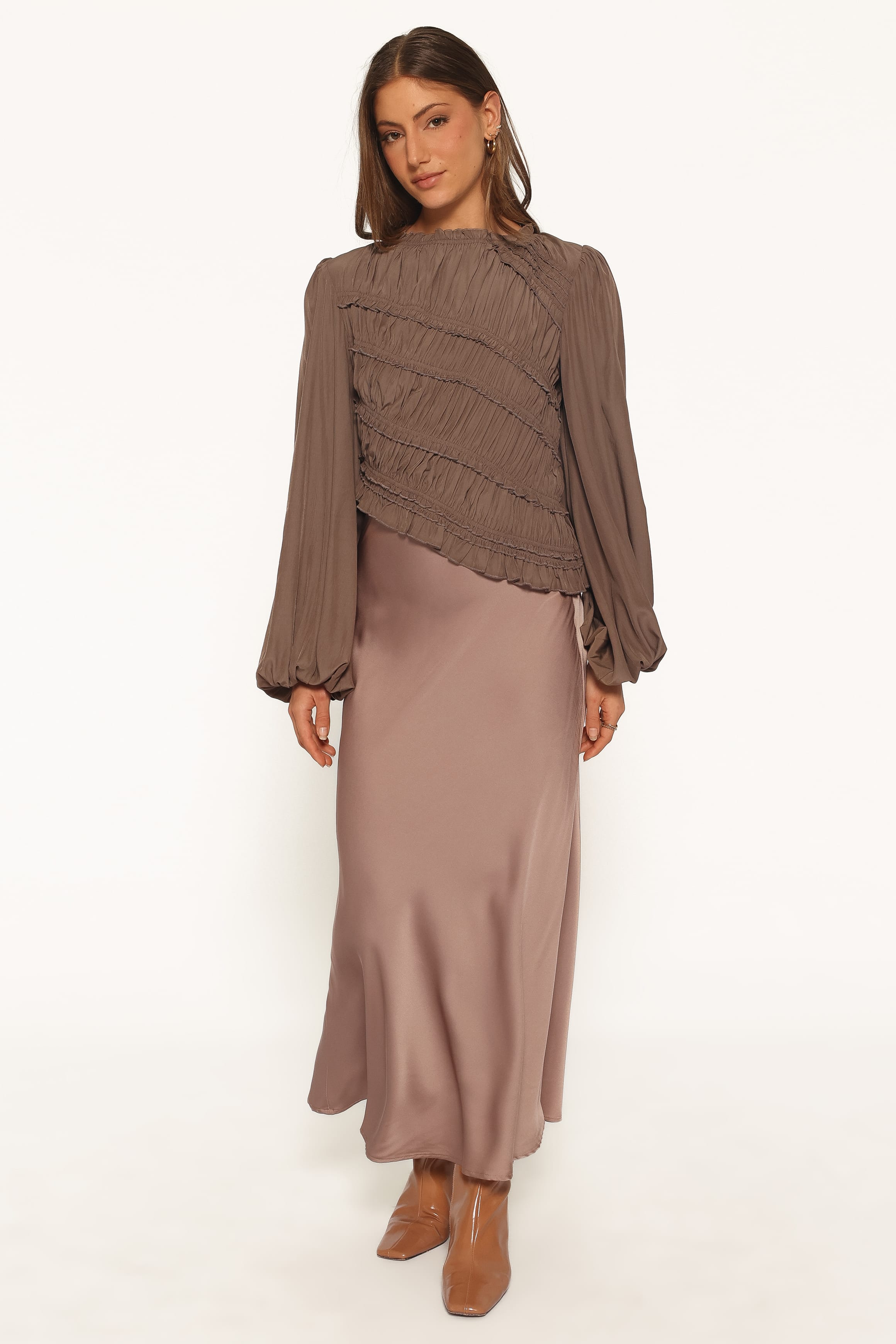 TOPS Romee Ruched Top - Brown