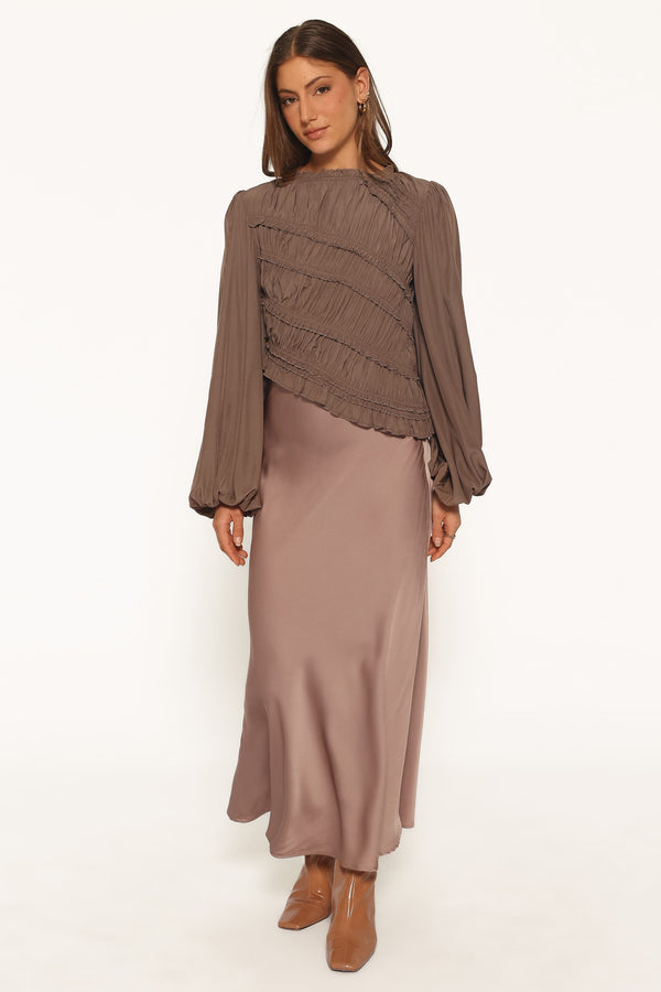 TOPS Romee Ruched Top - Brown