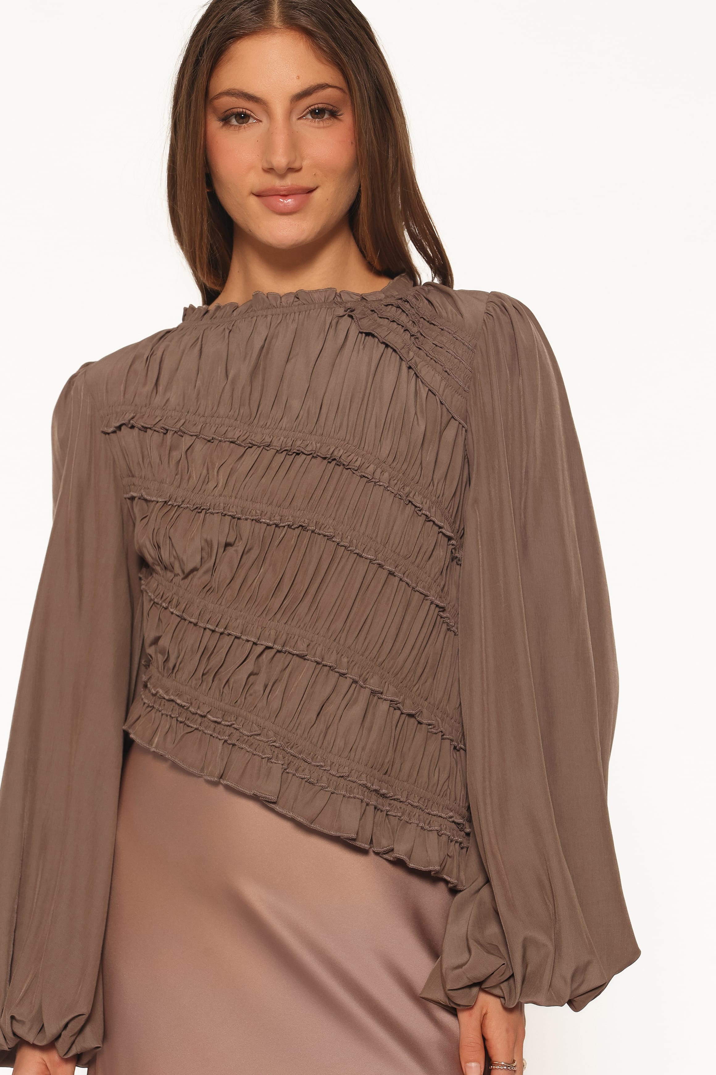 TOPS Romee Ruched Top - Brown