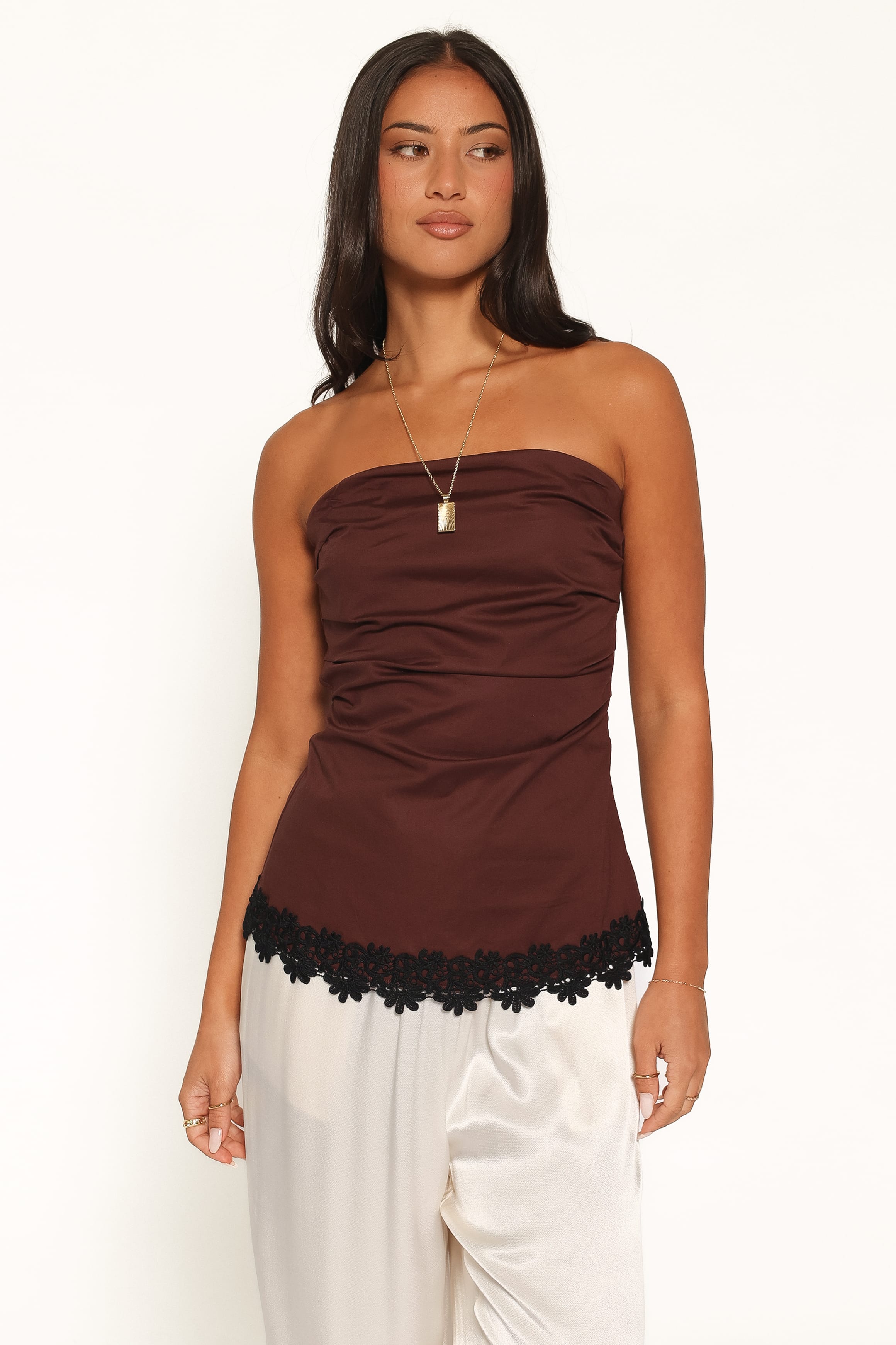 TOPS Shiloh Strapless Top - Chocolate