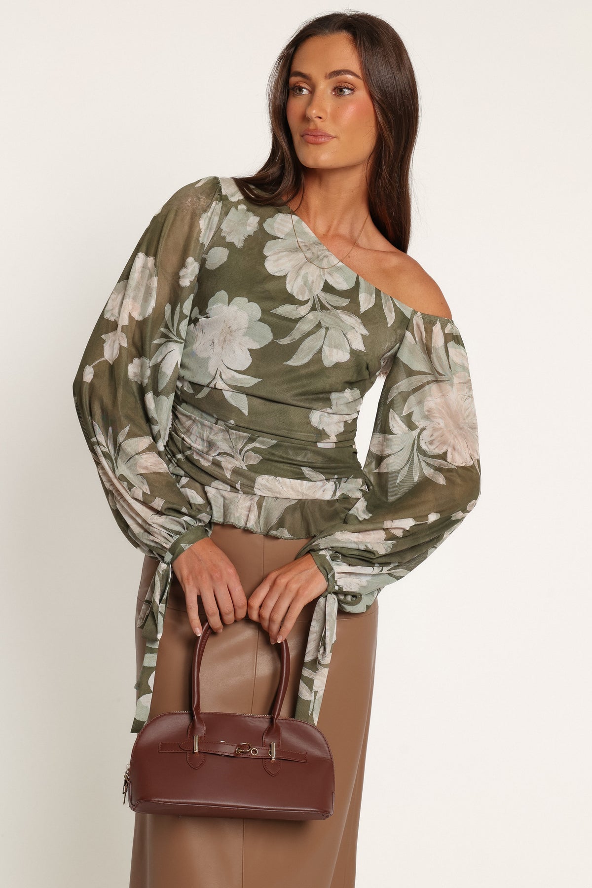 TOPS Sinthia Off Shoulder Top - Green Floral