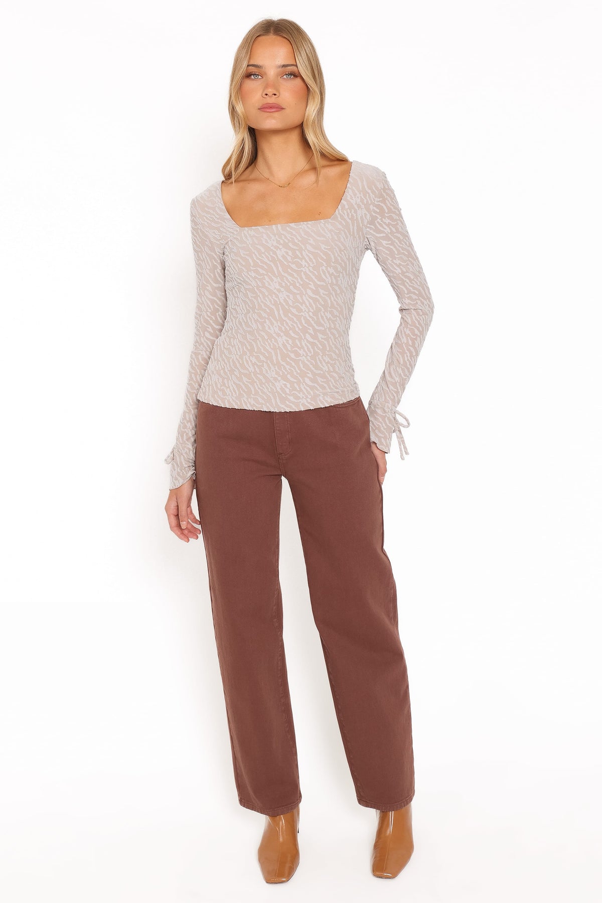 TOPS Sterling Long Sleeve Top - Brown
