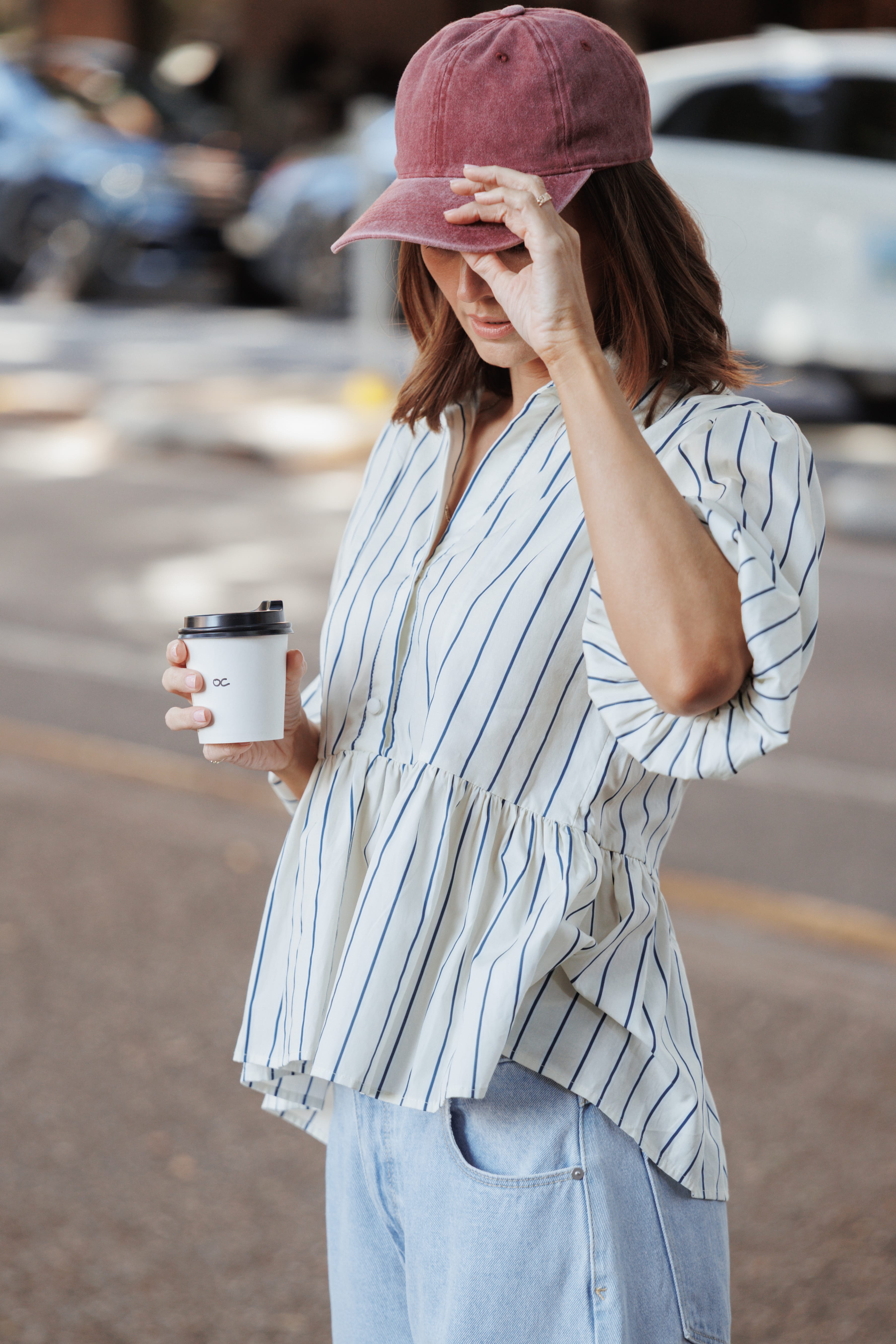 Thomas Short Sleeve Peplum Top - Yellow/Blue Stripe | Petal & Pup USA
