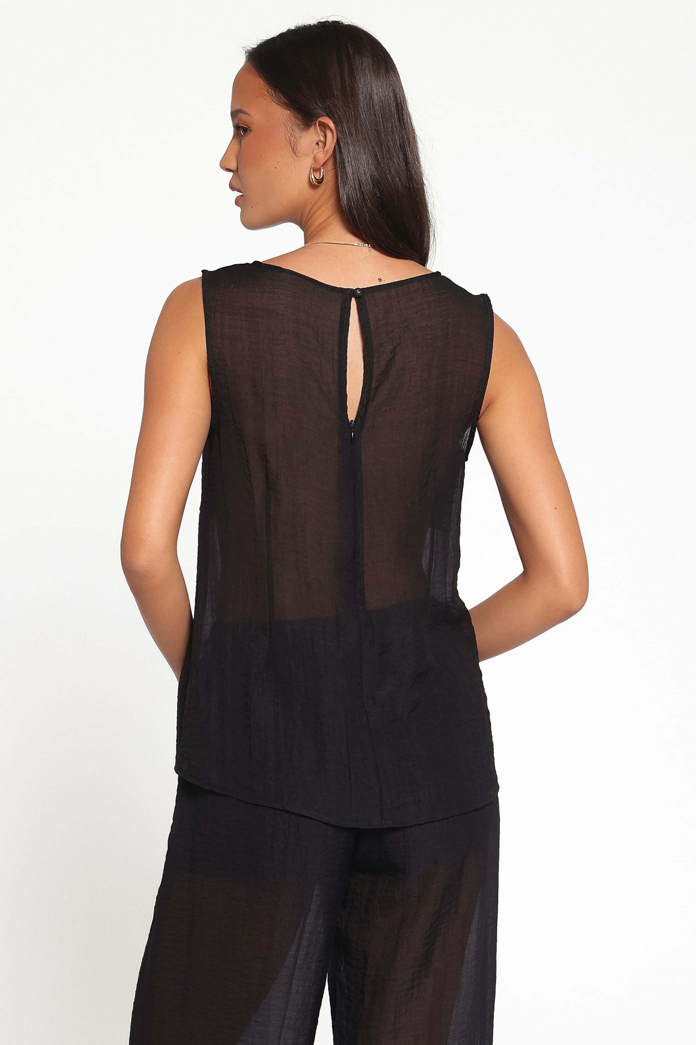 TOPS Vayla Sheer Panel Top - Black