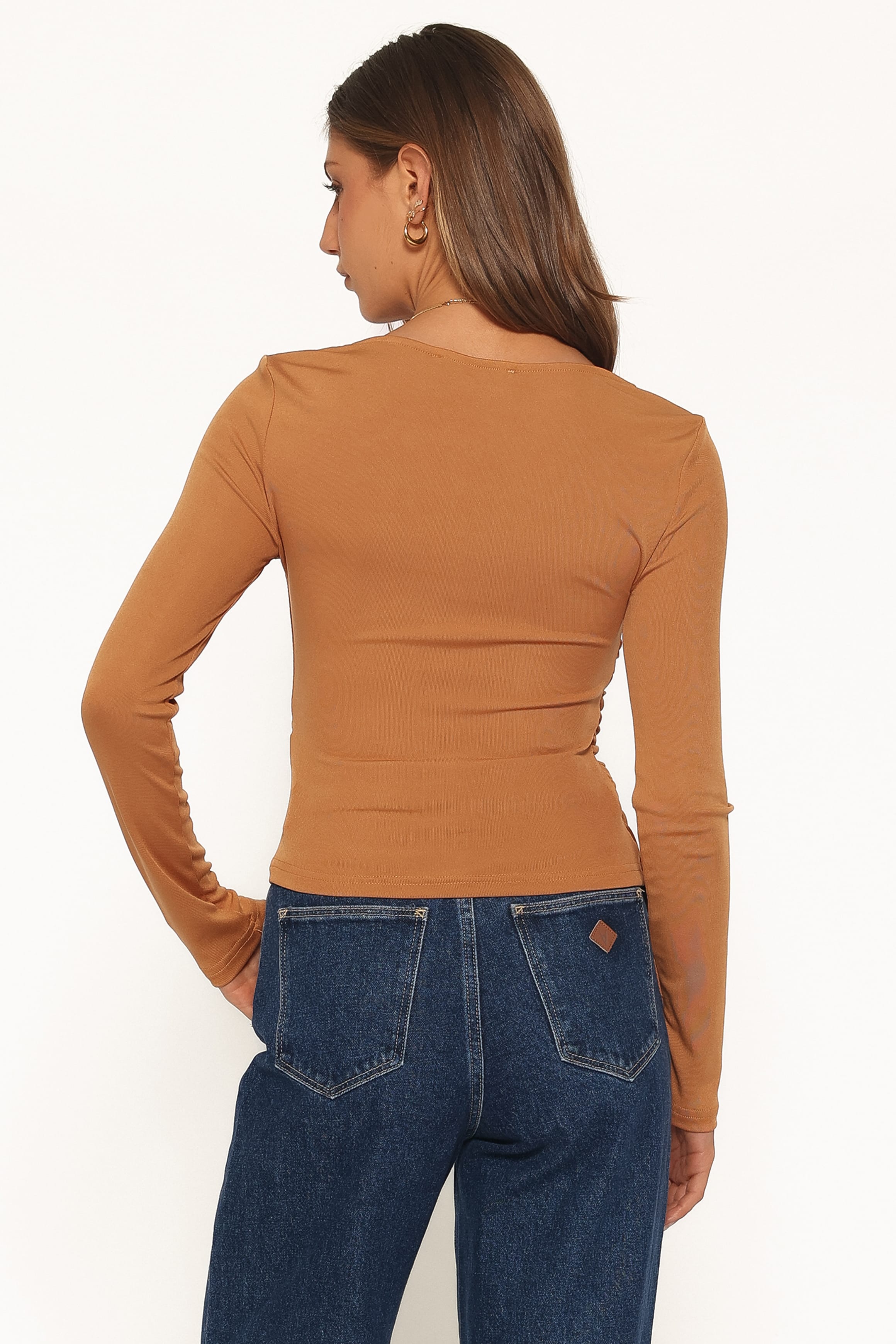 TOPS Velda Draped Knit Top - Toffee Brown