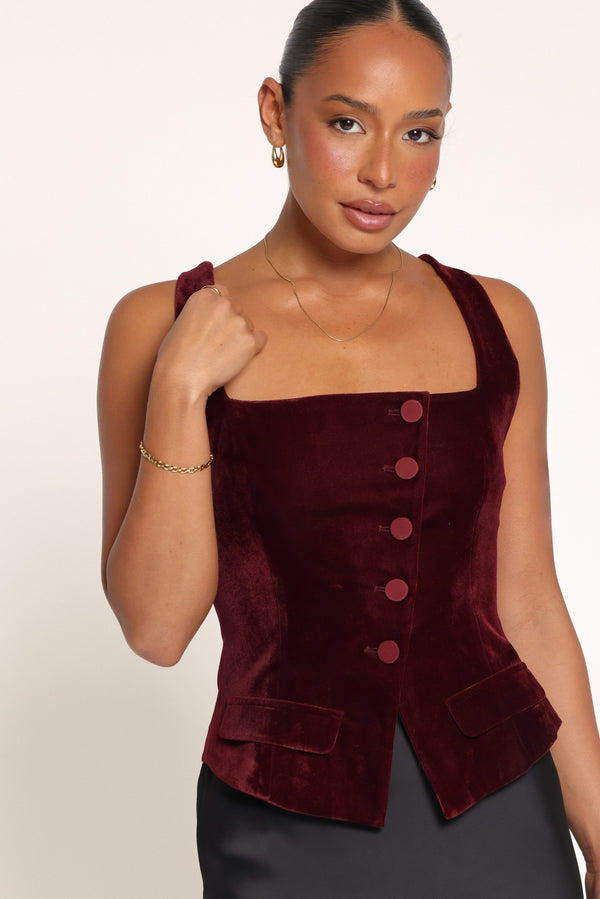 TOPS Verity Asymmetrical Vest - Wine