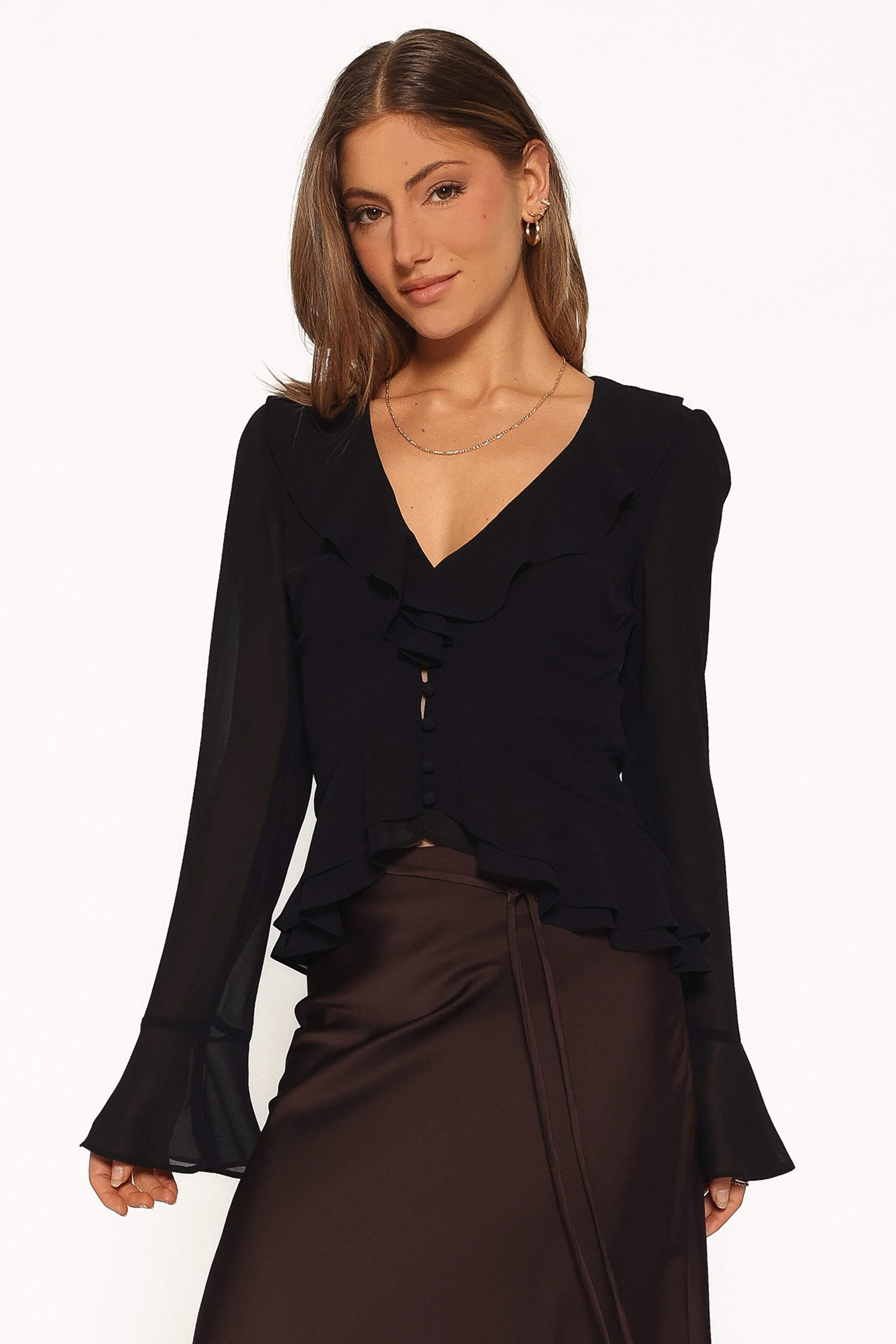 TOPS Vilma Ruffle Top - Black