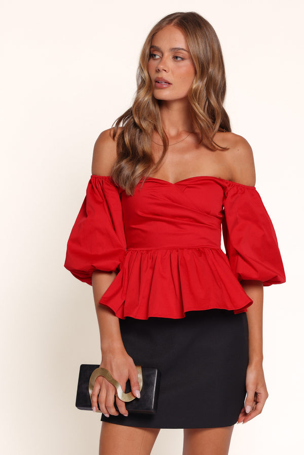 TOPS Vina Off Shoulder Top - Red