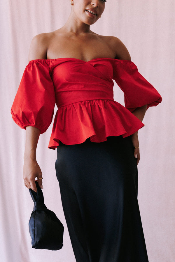 TOPS Vina Off Shoulder Top - Red
