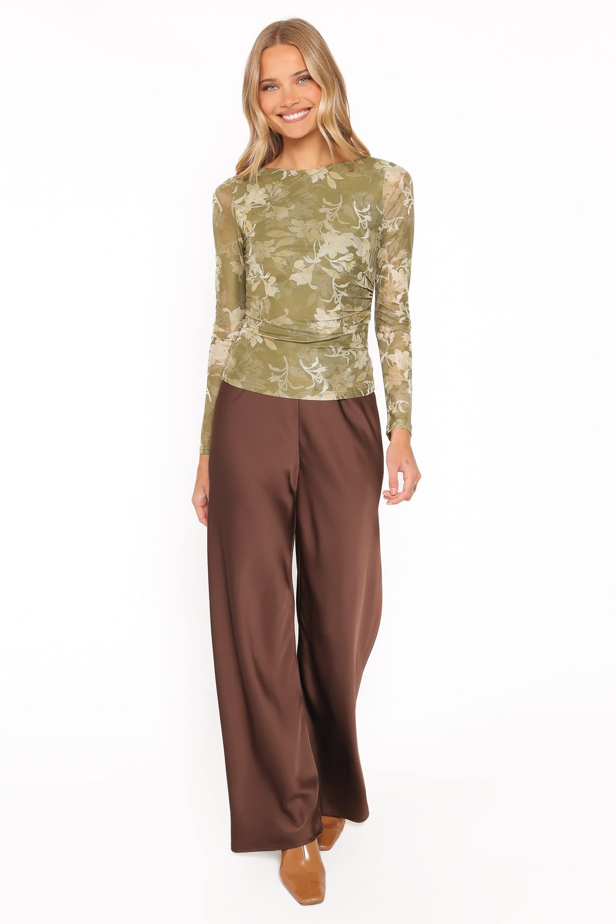 TOPS Xanthe Mesh Top - Green Floral