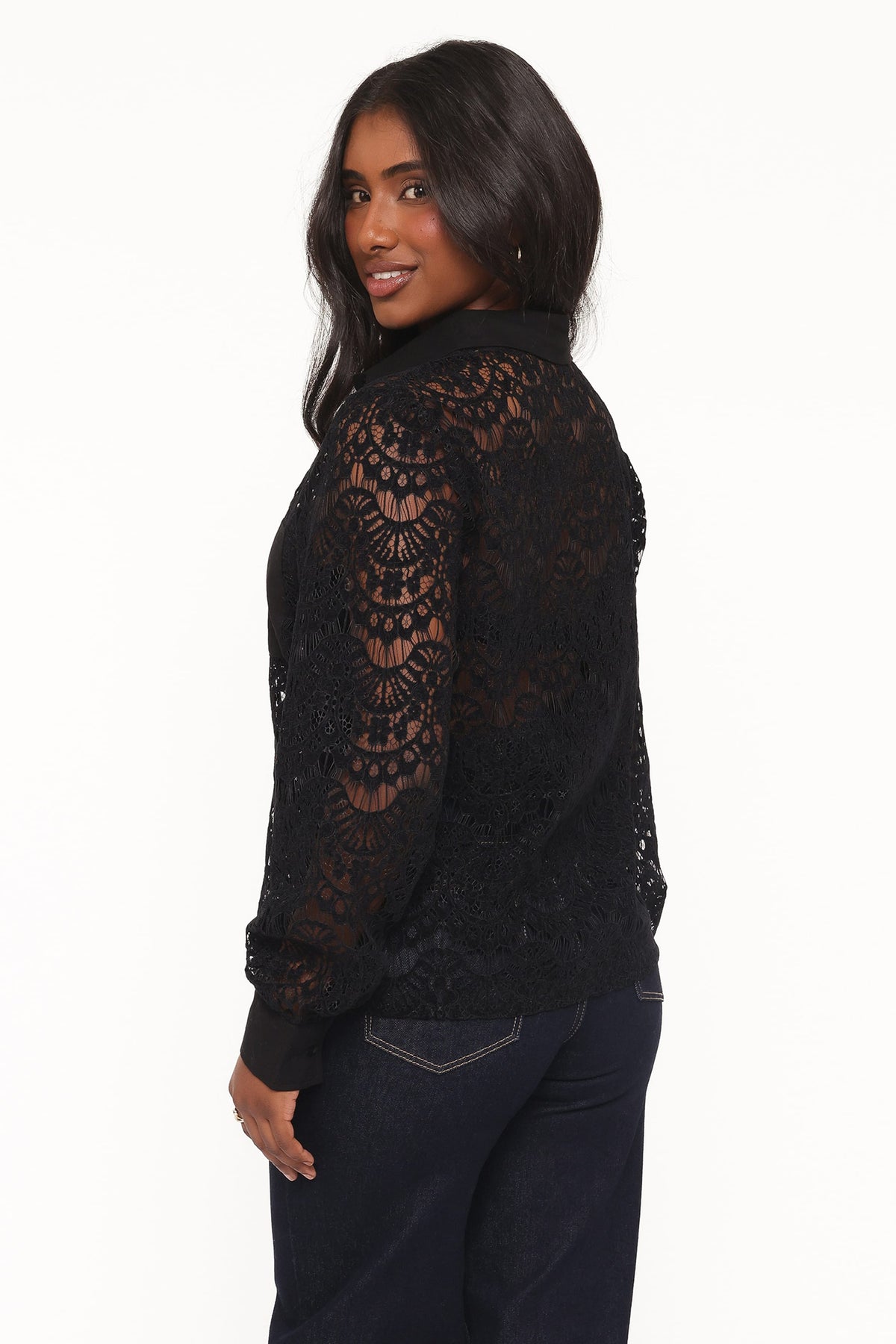 TOPS Zoraida Lace Shirt - Black