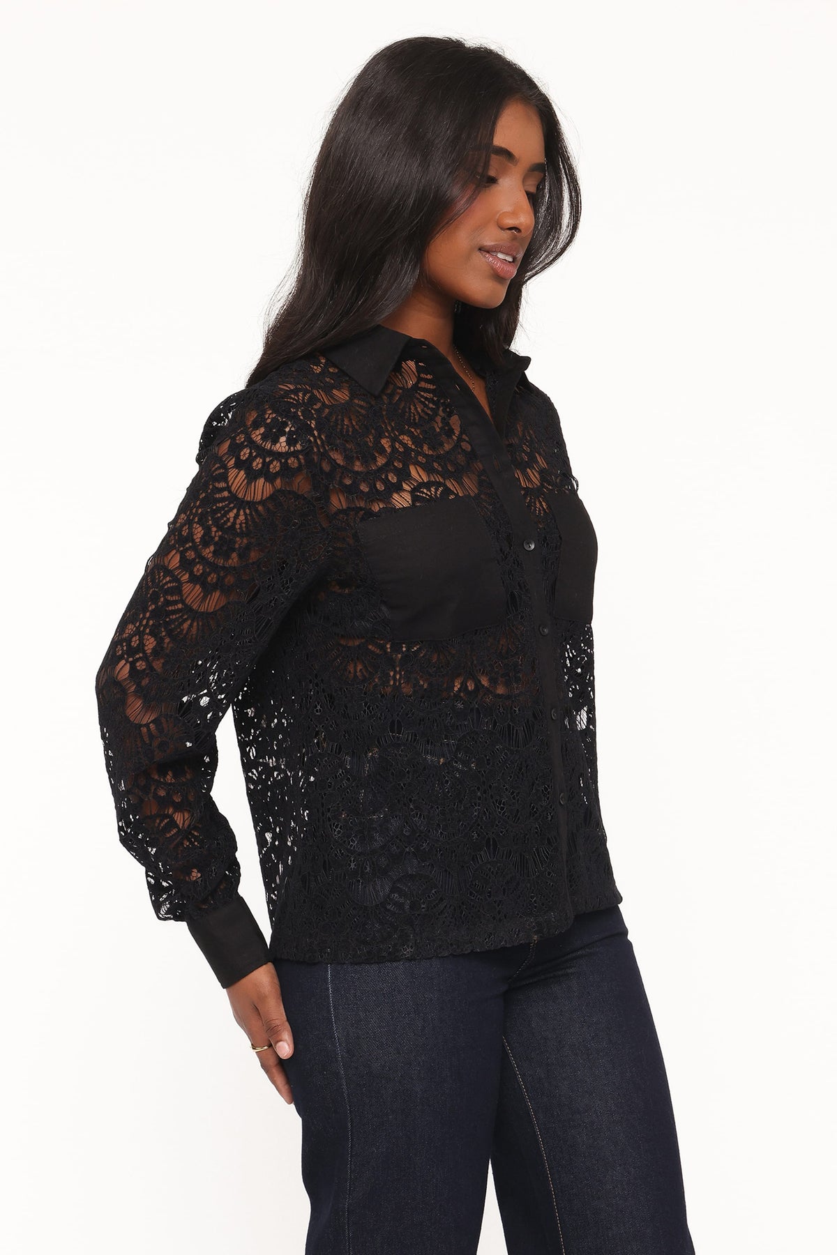 TOPS Zoraida Lace Shirt - Black
