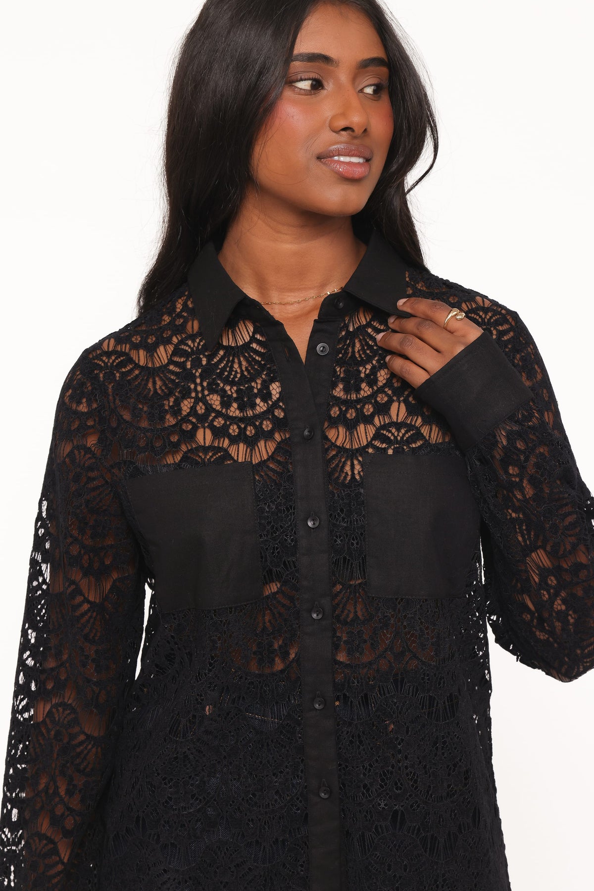 TOPS Zoraida Lace Shirt - Black