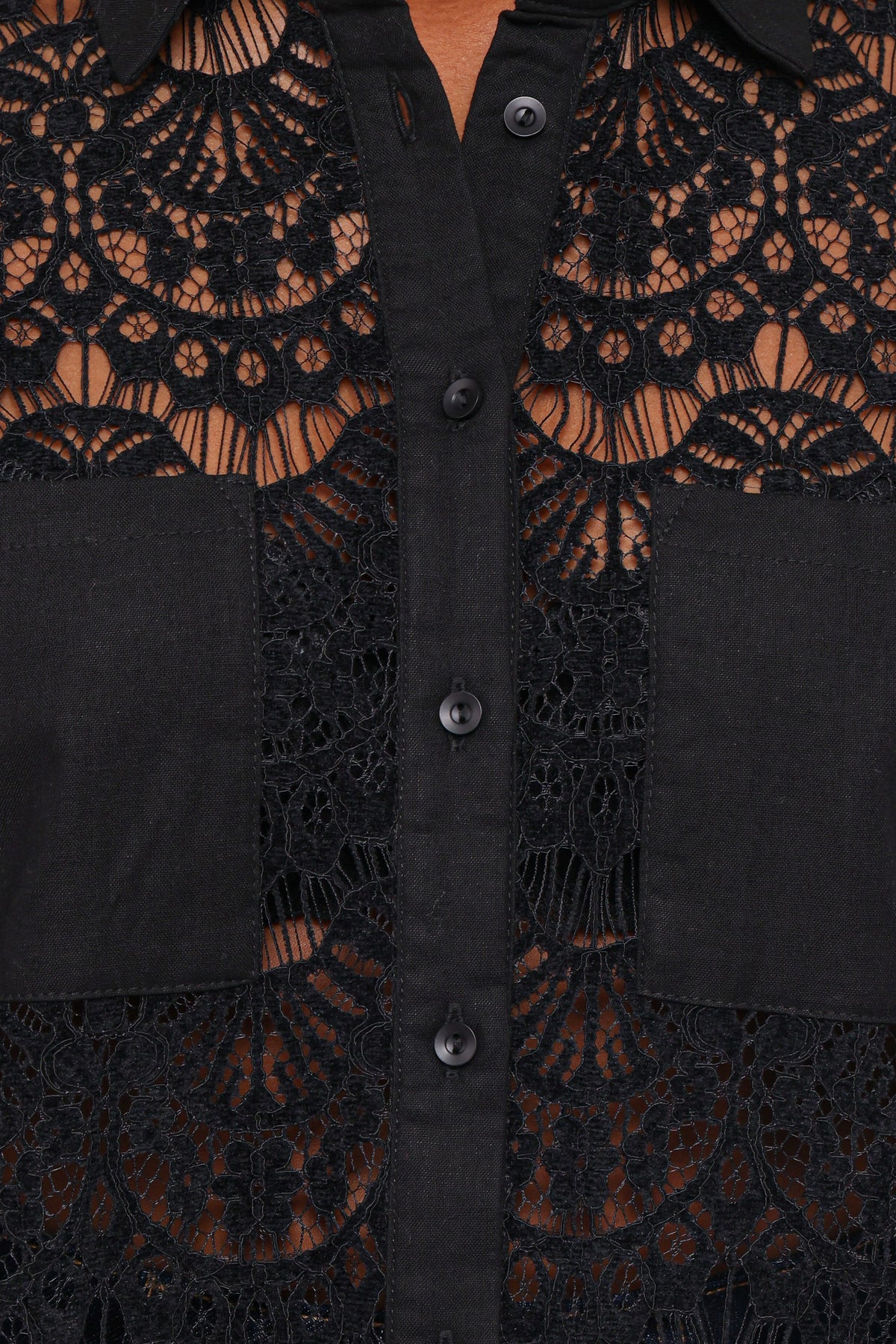 TOPS Zoraida Lace Shirt - Black