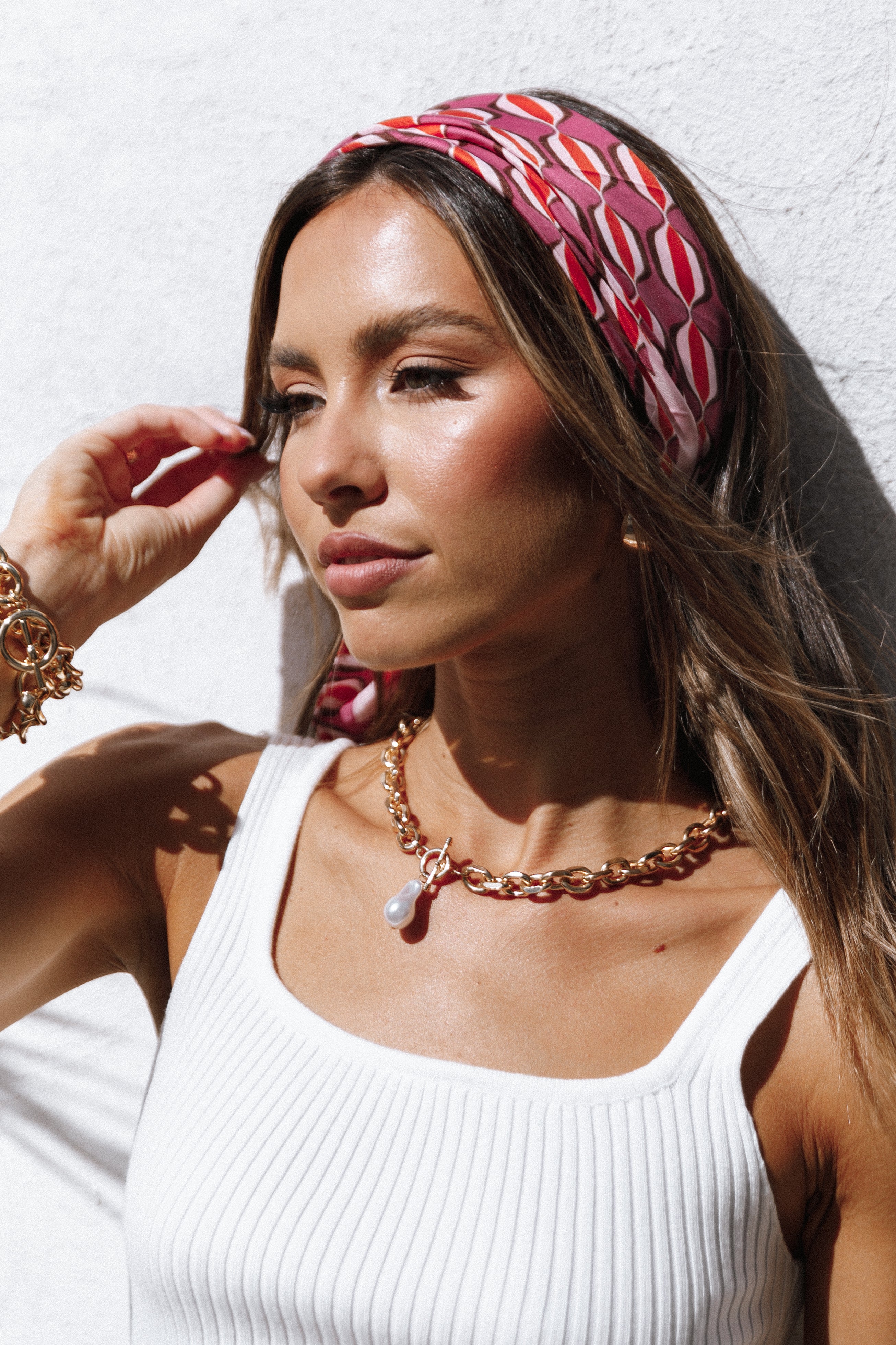 Petal and Pup USA ACCESSORIES Agnes Hair Scarf - Pink Multi One Size