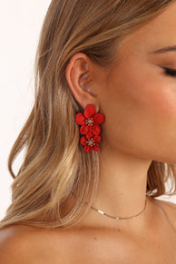 Petal and Pup USA ACCESSORIES Claret Statement Earrings - Red One Size
