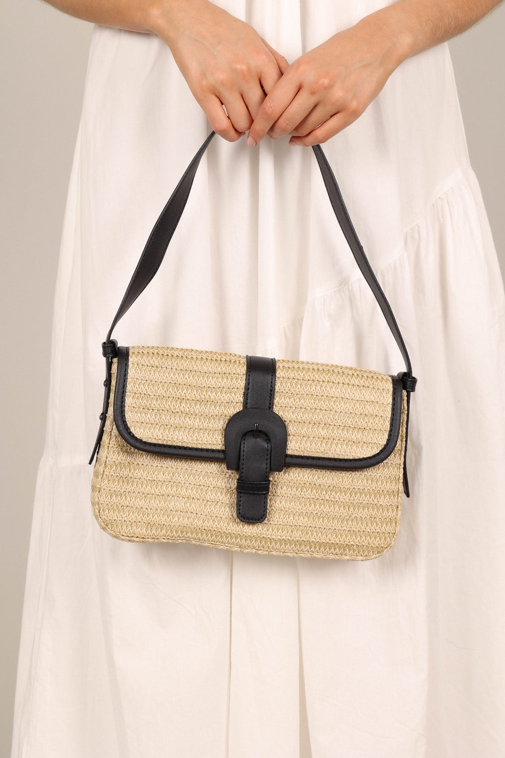 Petal and Pup USA ACCESSORIES Dovie Straw Shoulder Bag - Natural/Black One Size