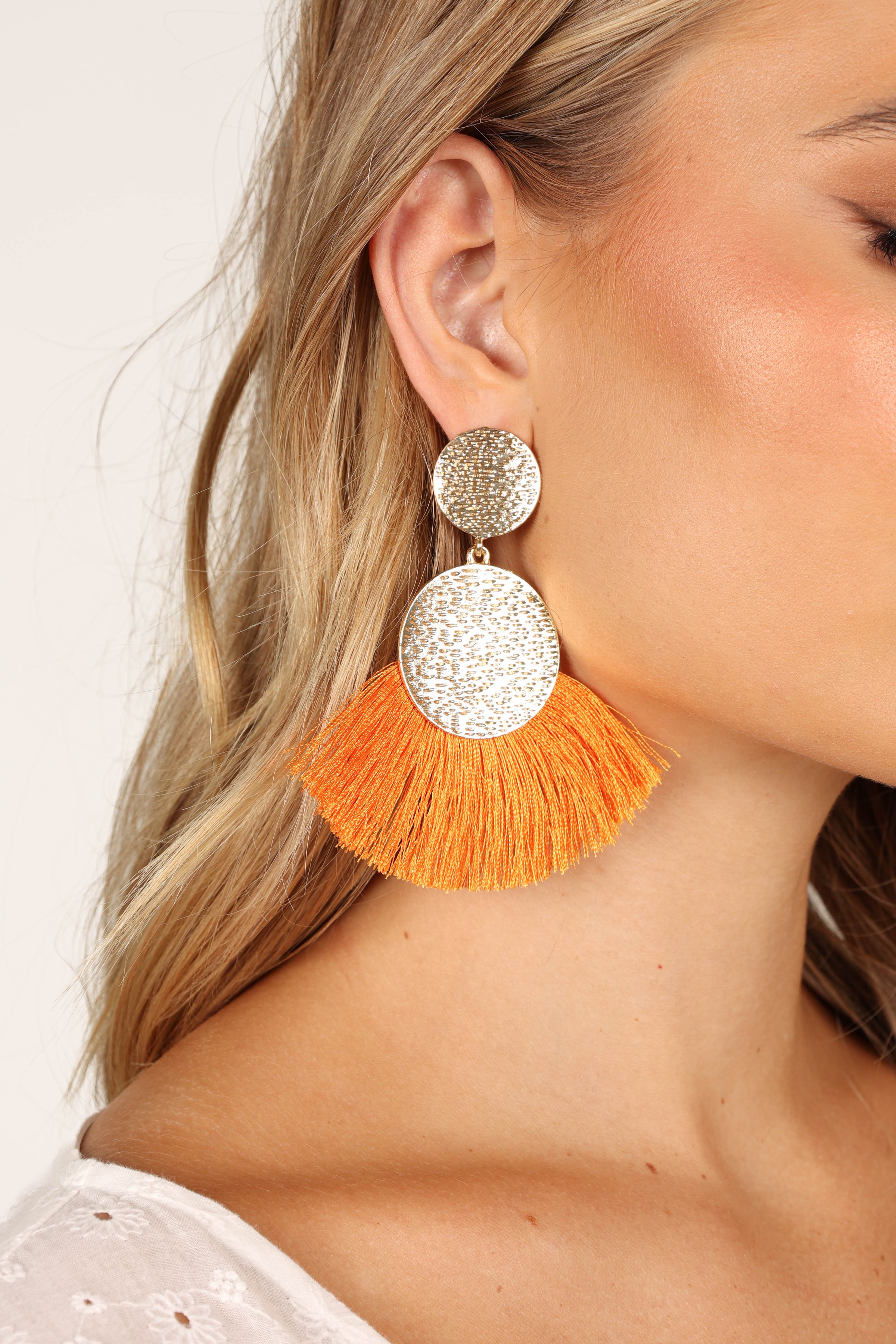 Petal and Pup USA ACCESSORIES Eloise Tassel Earrings - Gold/Orange One Size