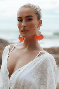 Petal and Pup USA ACCESSORIES Eloise Tassel Earrings - Gold/Orange One Size