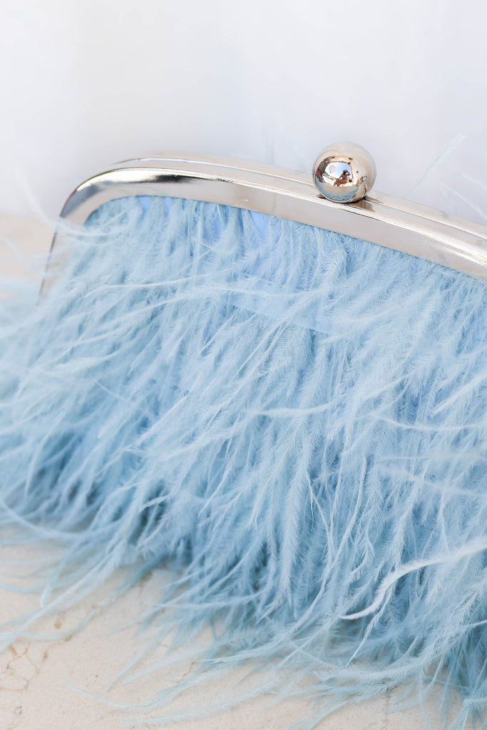 Ostrich Feather and Pearl Embellished Ring Clasp Evening Bag