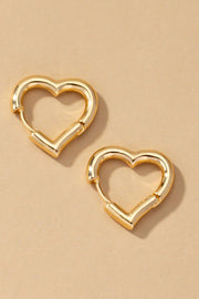 Petal and Pup USA ACCESSORIES Heart shape hinged huggie hoop earrings Gold / one size