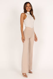 Petal and Pup USA BOTTOMS Archie High Waisted Tailored Pants - Beige