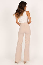 Petal and Pup USA BOTTOMS Archie High Waisted Tailored Pants - Beige