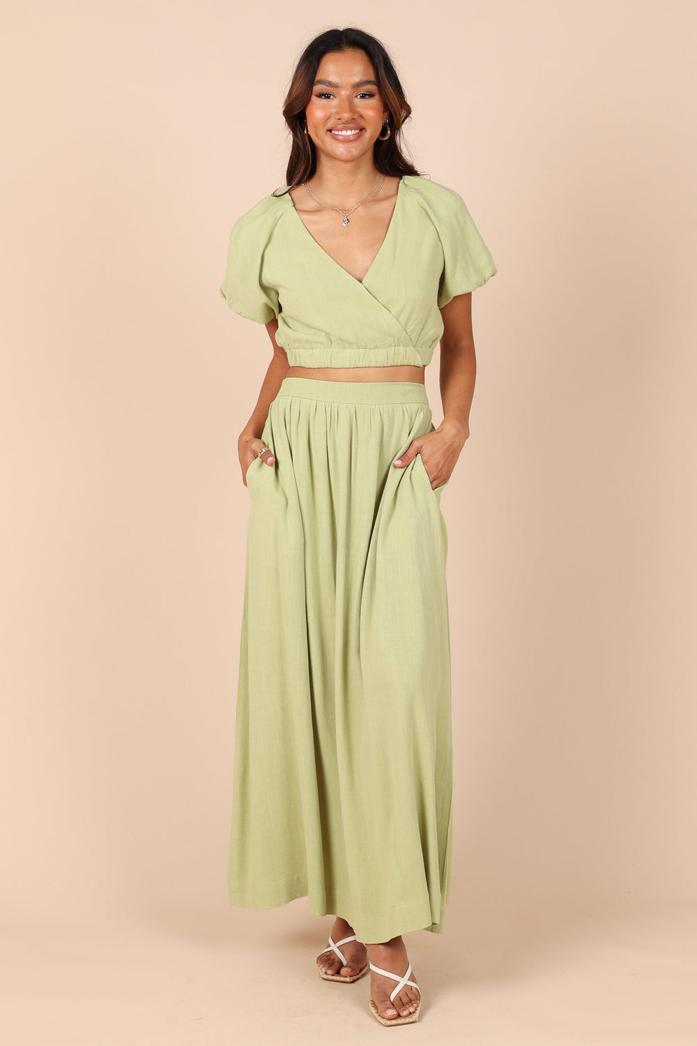 Maude Floral Lace Maxi Skirt in Sage Green  Altard State