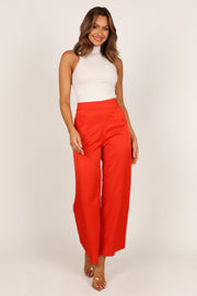 Petal and Pup USA BOTTOMS Everlyn Satin Wide Leg Pants - Red