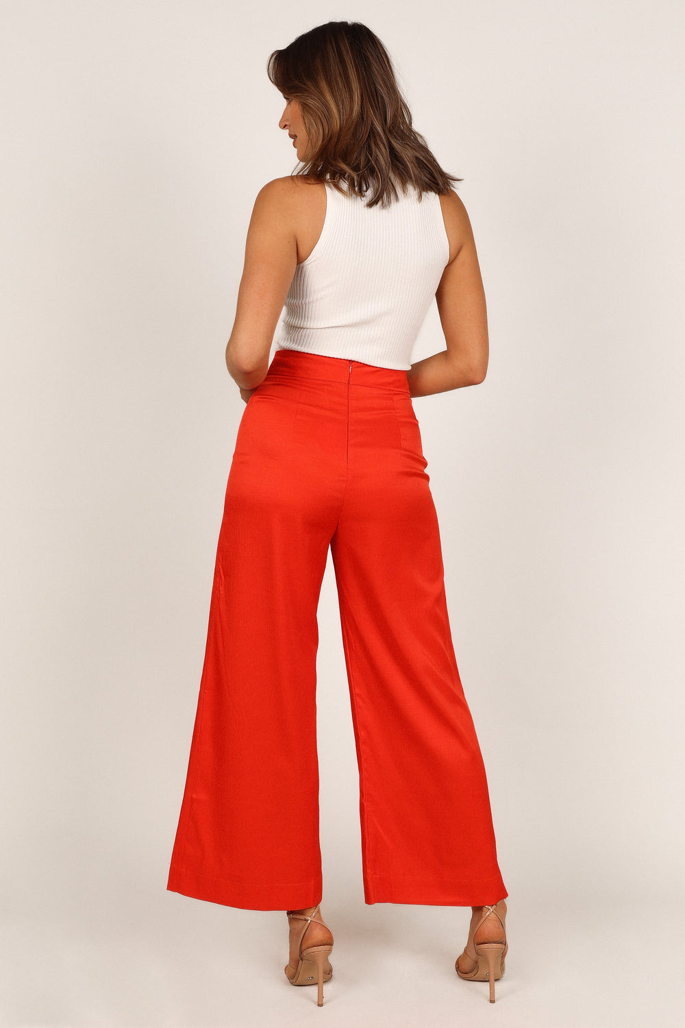 Petal and Pup USA BOTTOMS Everlyn Satin Wide Leg Pants - Red