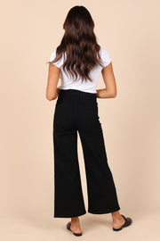 Petal and Pup USA BOTTOMS Georgette High Waisted Straight Leg Pants - Black