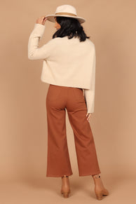 Petal and Pup USA BOTTOMS Georgette High Waisted Straight Leg Pants - Brown