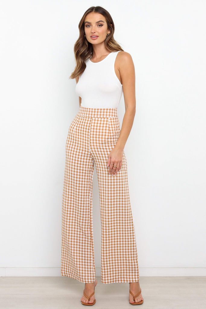 Gimmie Pants - Tan Gingham - Petal & Pup USA