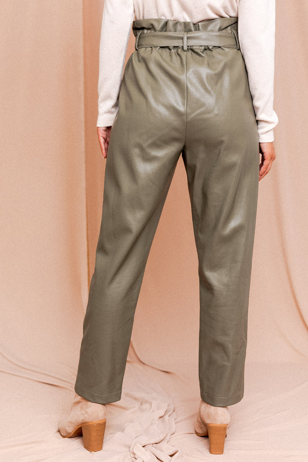 Petal and Pup USA BOTTOMS Hamilton Faux Leather Pants - Olive