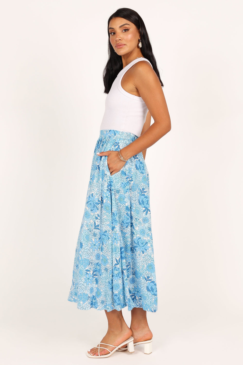 Jayne Maxi Skirt - Blue Floral - Petal & Pup USA