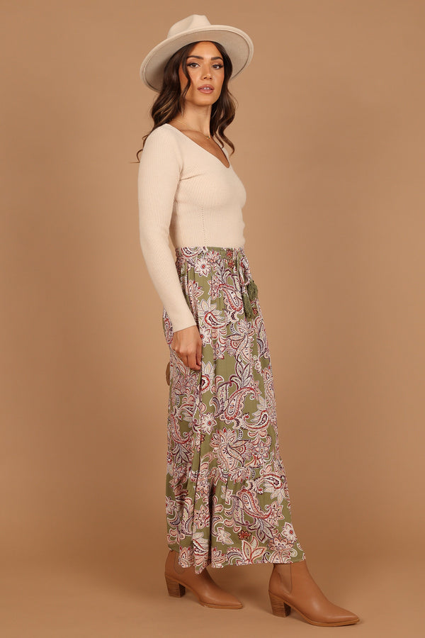 Petal and Pup USA BOTTOMS Katherine Skirt - Olive Paisley