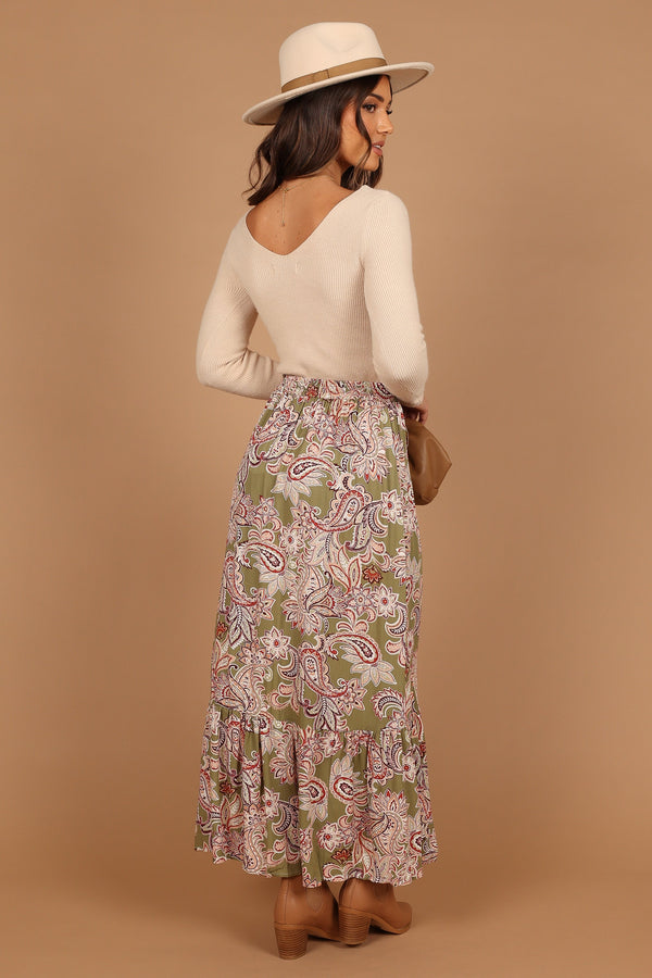 Petal and Pup USA BOTTOMS Katherine Skirt - Olive Paisley