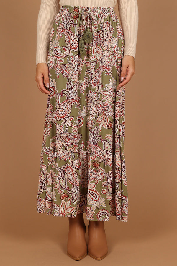 Petal and Pup USA BOTTOMS Katherine Skirt - Olive Paisley