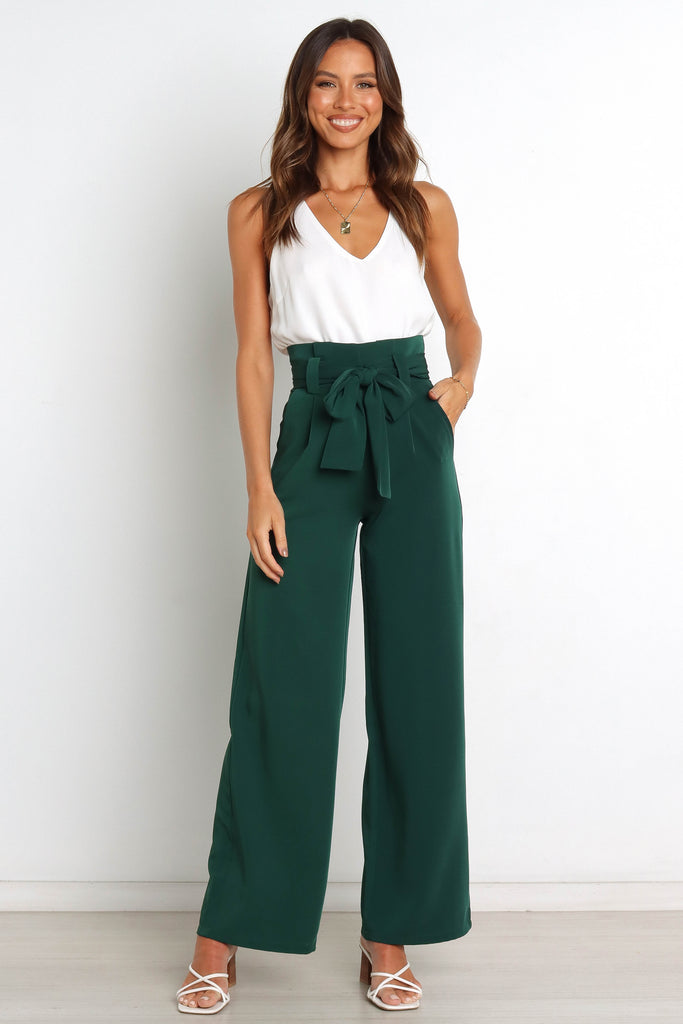 Fall Fits | Emerald Green Halter Vest Pants Outfit – 3rdpartypeople