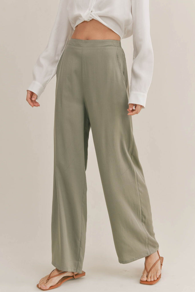 Lisa Wide Leg Pant Olive Petal & Pup USA