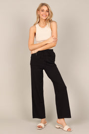 Petal and Pup USA BOTTOMS Penelope Knitted Wide Leg Lounge Pants - Black