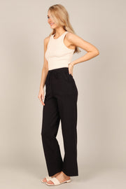 Petal and Pup USA BOTTOMS Penelope Knitted Wide Leg Lounge Pants - Black