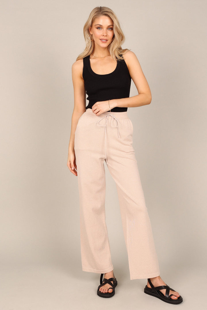 Penelope Knitted Wide Leg Lounge Pants Taupe Petal & Pup USA
