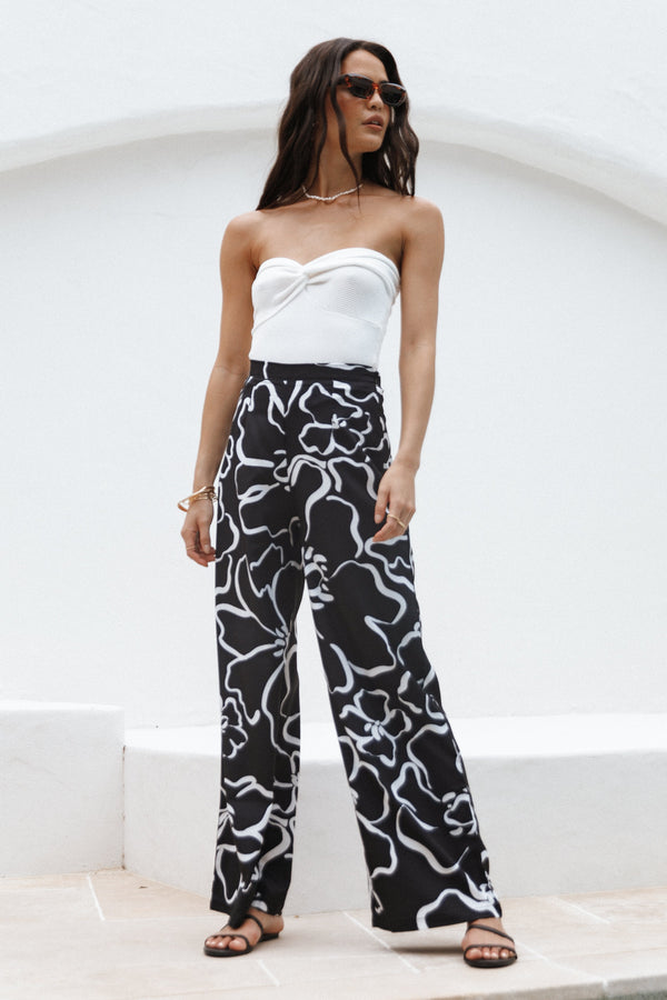 Petal and Pup USA BOTTOMS York Pant - White / Black Floral