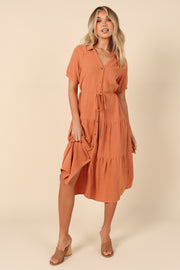 Petal and Pup USA DRESSES Adara Midi Dress - Orange