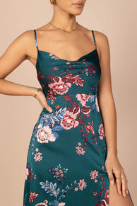 Petal and Pup USA DRESSES Alejandra Cowl Neck Midi Dress - Emerald