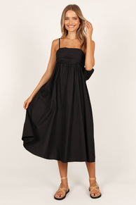 Petal and Pup USA DRESSES Alice Bow Back Midi Dress - Black