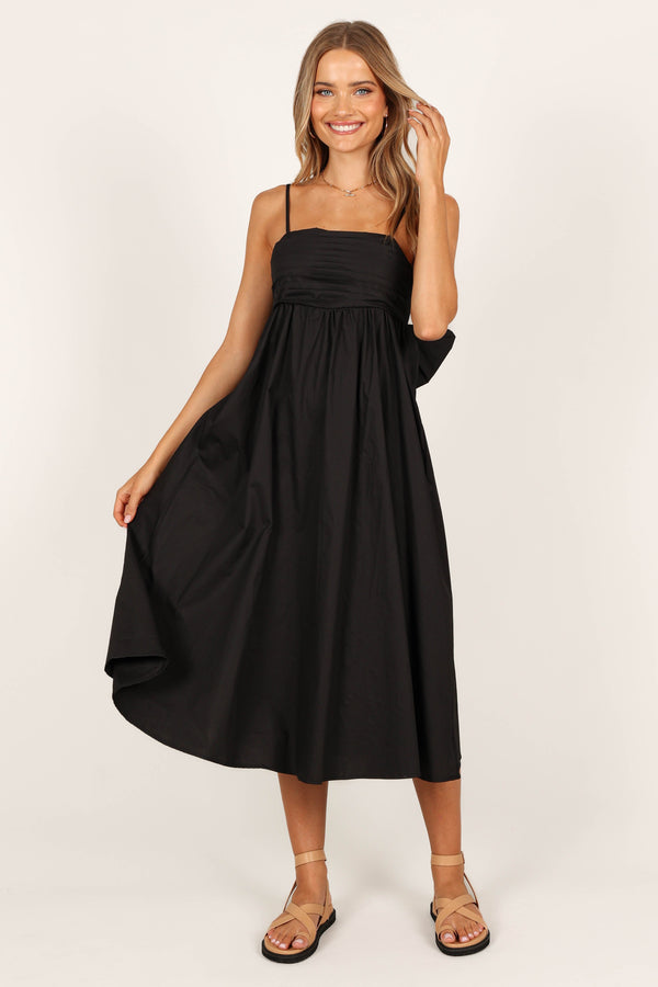 Petal and Pup USA DRESSES Alice Bow Back Midi Dress - Black